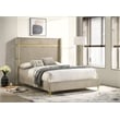 Pemberly Row Fabric Upholstered Queen Wingback Panel Bed Beige