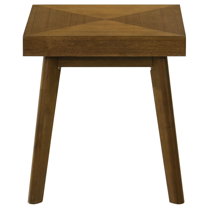 Pemberly Row Square Wood End Table with Diamond Parquet Walnut