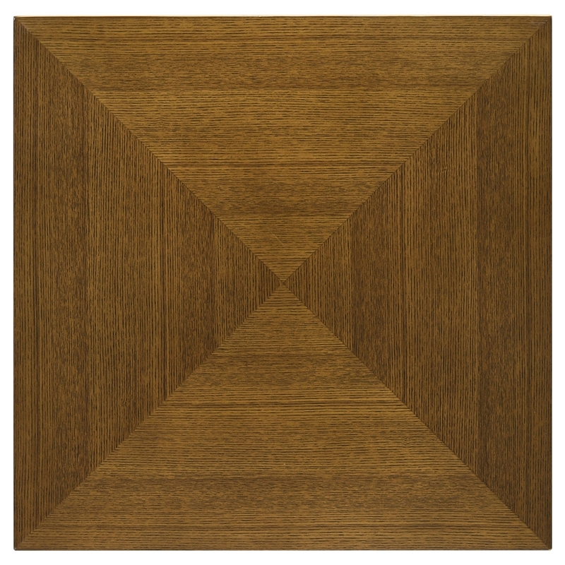 Pemberly Row Square Wood End Table with Diamond Parquet Walnut