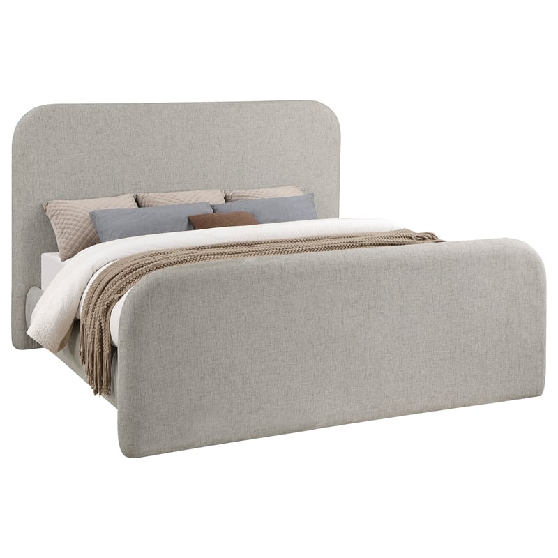 Pemberly Row Modern Fabric Upholstered Queen Platform Bed Gray