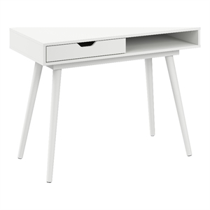 Pemberly Row 40&quotW Writing Desk in Pure White - Engineered Wood