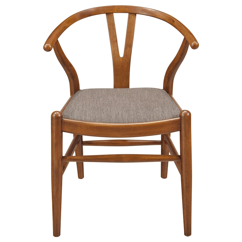 Pemberly Row Wood Y-Shaped Back Side Chair in Walnut and Brown