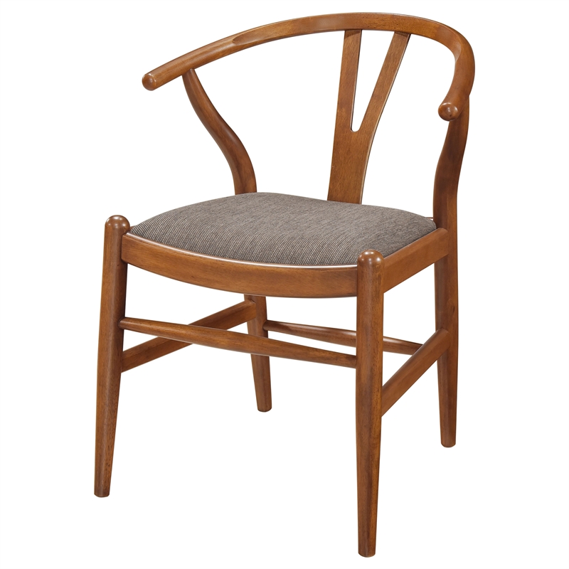 Pemberly Row Wood Y-Shaped Back Side Chair in Walnut and Brown