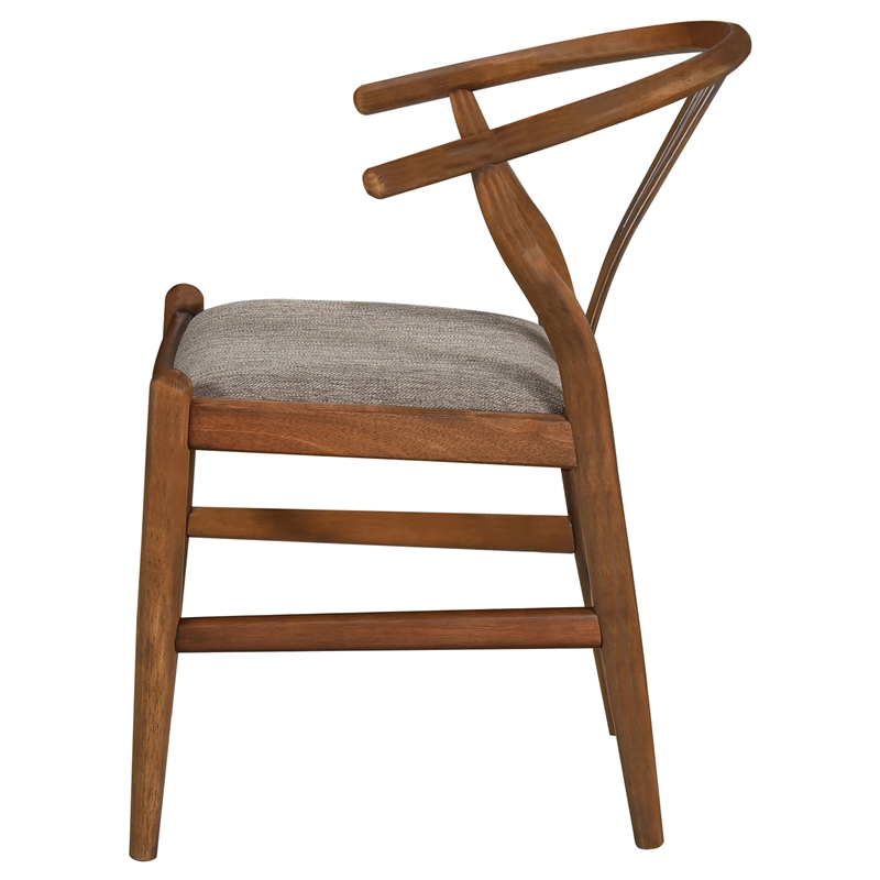 Pemberly Row Wood Y-Shaped Back Side Chair in Walnut and Brown