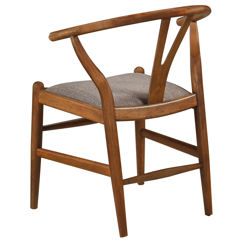 Pemberly Row Wood Y-Shaped Back Side Chair in Walnut and Brown