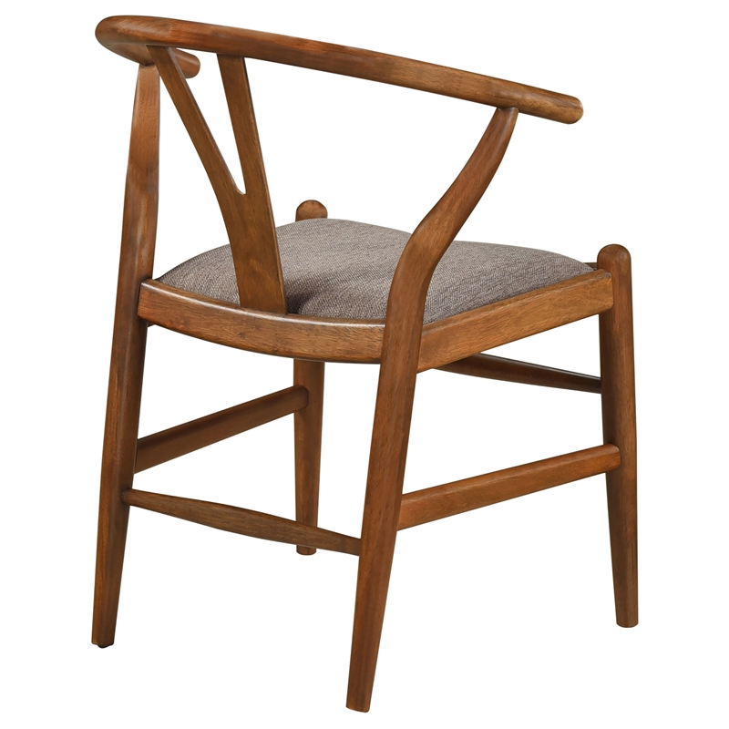 Pemberly Row Wood Y-Shaped Back Side Chair in Walnut and Brown