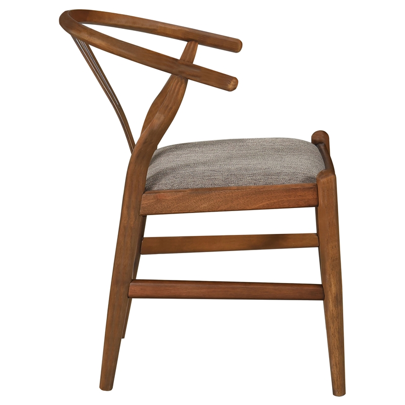 Pemberly Row Wood Y-Shaped Back Side Chair in Walnut and Brown