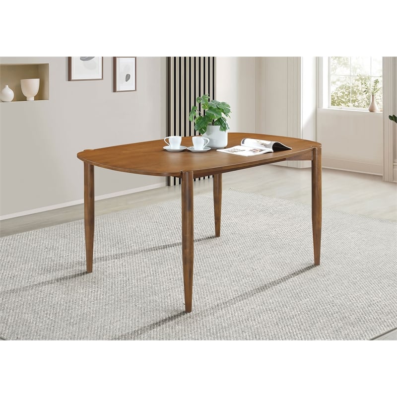 Pemberly Row Mid-Century Oval Solid Wood Dining Table in Walnut