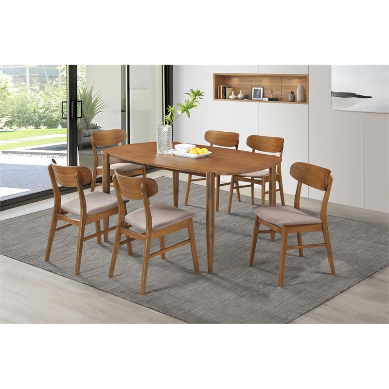 Pemberly Row Mid-Century Oval Solid Wood Dining Table in Walnut