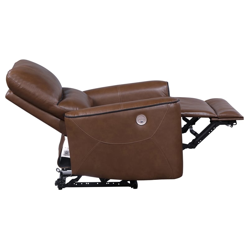 Pemberly Row 3-piece Faux Leather Power Reclining Sofa Set Saddle Brown