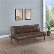 Pemberly Row Faux Leather Tufted Convertible Sofa Bed Dark Coffee Brown