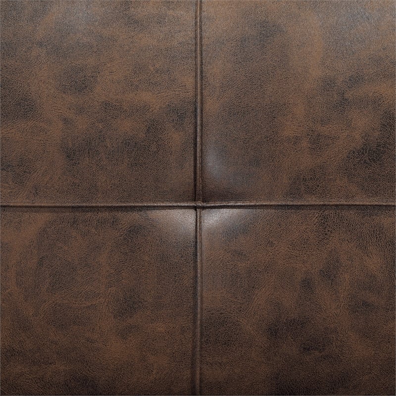 Pemberly Row Faux Leather Tufted Convertible Sofa Bed Dark Coffee Brown