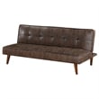 Pemberly Row Faux Leather Tufted Convertible Sofa Bed Dark Coffee Brown