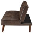 Pemberly Row Faux Leather Tufted Convertible Sofa Bed Dark Coffee Brown