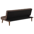 Pemberly Row Faux Leather Tufted Convertible Sofa Bed Dark Coffee Brown