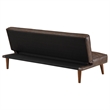 Pemberly Row Faux Leather Tufted Convertible Sofa Bed Dark Coffee Brown