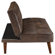 Pemberly Row Faux Leather Tufted Convertible Sofa Bed Dark Coffee Brown