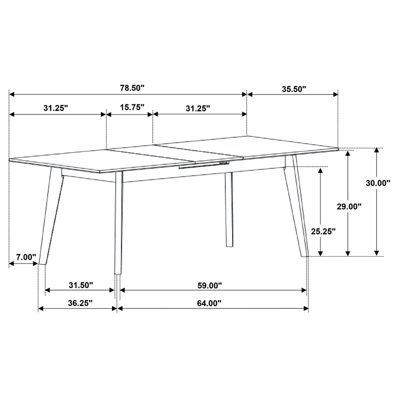 Pemberly Row Wood Dining Table Faux Marble Top and Extension Leaf Black