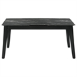 Pemberly Row Wood Dining Table Faux Marble Top and Extension Leaf Black