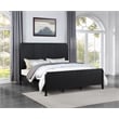 Pemberly Row Transitional Asian Hardwood Queen Panel Bed in Black