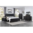 Pemberly Row Transitional Asian Hardwood Queen Panel Bed in Black