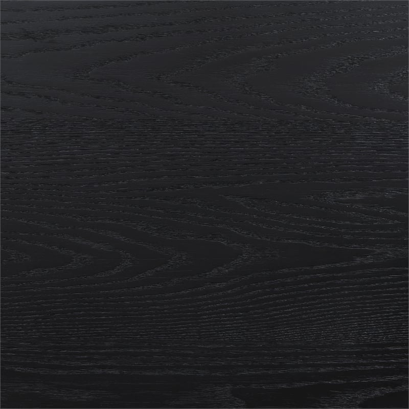 Pemberly Row Transitional Asian Hardwood Queen Panel Bed in Black