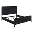 Pemberly Row Transitional Asian Hardwood Queen Panel Bed in Black