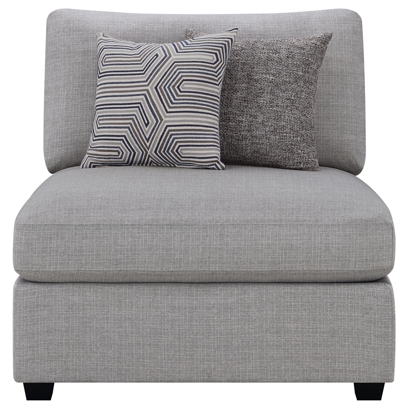 Pemberly Row Modern Fabric Upholstered Armless Chair in Gray