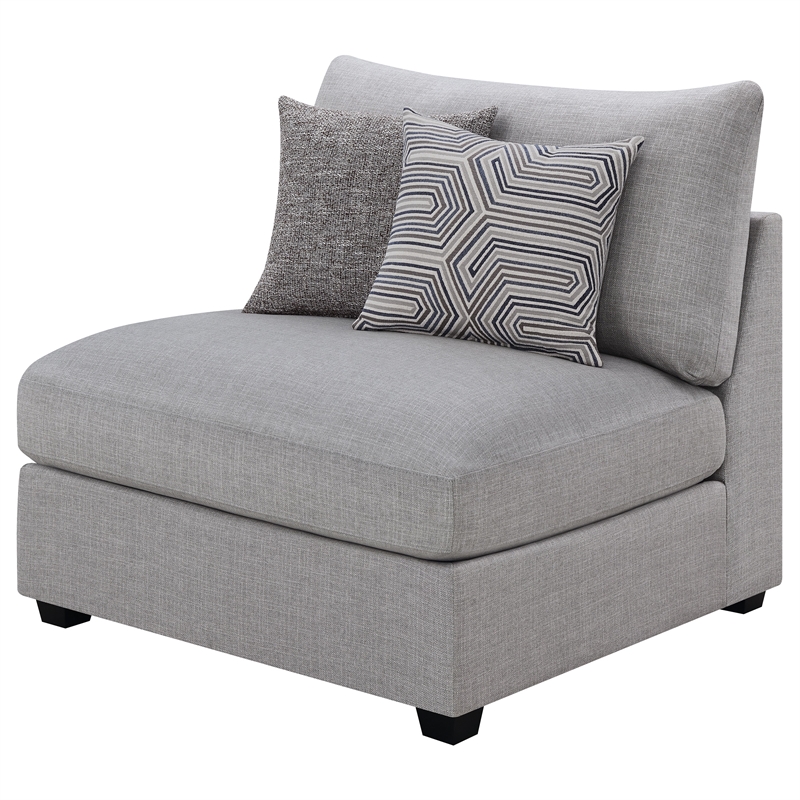 Pemberly Row Modern Fabric Upholstered Armless Chair in Gray