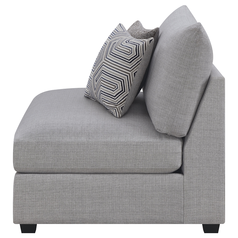 Pemberly Row Modern Fabric Upholstered Armless Chair in Gray