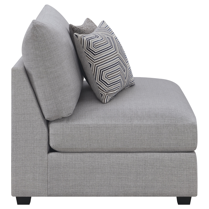 Pemberly Row Modern Fabric Upholstered Armless Chair in Gray