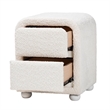Pemberly Row White Fabric and Rubberwood 2-Drawer Nightstand
