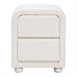 Pemberly Row White Fabric and Rubberwood 2-Drawer Nightstand