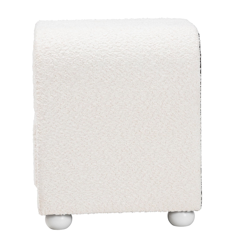 Pemberly Row White Fabric and Rubberwood 2-Drawer Nightstand