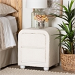 Pemberly Row White Fabric and Rubberwood 2-Drawer Nightstand