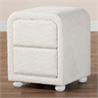 Pemberly Row White Fabric and Rubberwood 2-Drawer Nightstand