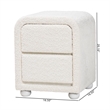 Pemberly Row White Fabric and Rubberwood 2-Drawer Nightstand