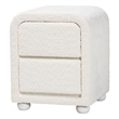 Pemberly Row White Fabric and Rubberwood 2-Drawer Nightstand