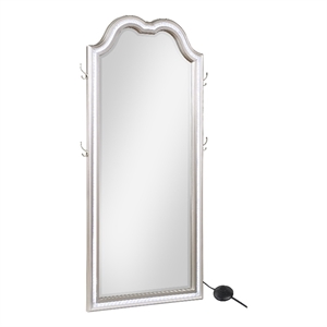 Pemberly Row Wood Full Length LED Floor Mirror in Silver Oak