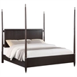 Pemberly Row Mid-Century Wood Queen Poster Panel Bed in Brown