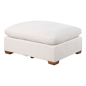 Pemberly Row Transitional Fabric Upholstered Ottoman in Ivory