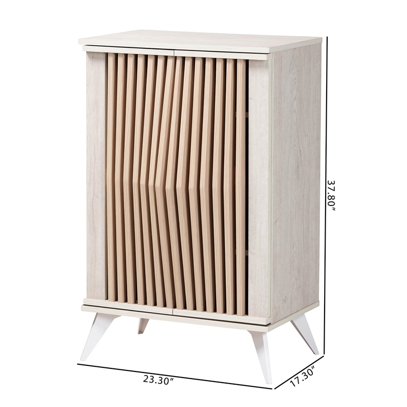 Pemberly Row Light Gray and Brown Wood 2-Door Storage Cabinet