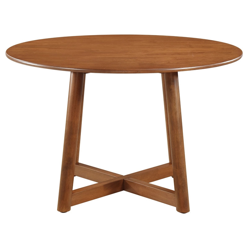 Pemberly Row Mid-Century Round Solid Wood Dining Table Walnut