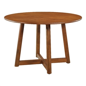 Pemberly Row Mid-Century Round Solid Wood Dining Table Walnut