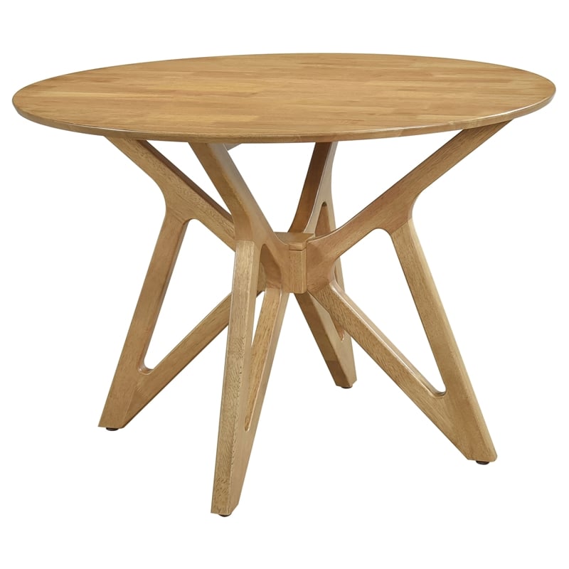 Pemberly Row 5-piece Round Solid Wood Dining Set Light Walnut