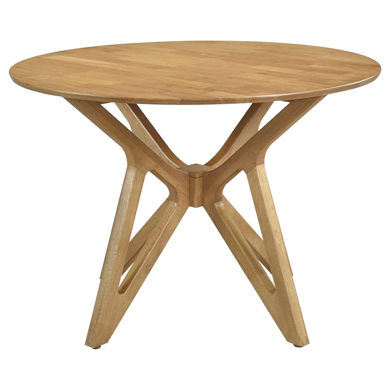 Pemberly Row 5-piece Round Solid Wood Dining Set Light Walnut