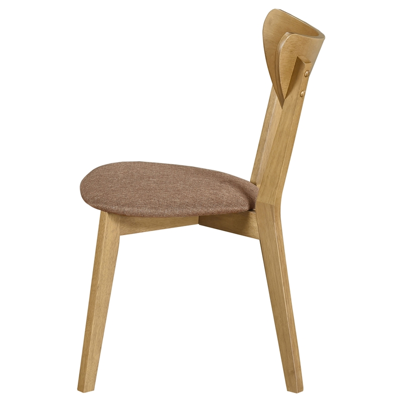 Pemberly Row Wood Dining Side Chair in Light Walnut and Brown