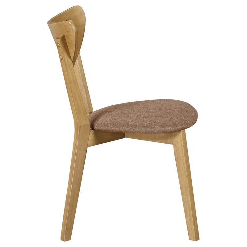 Pemberly Row Wood Dining Side Chair in Light Walnut and Brown