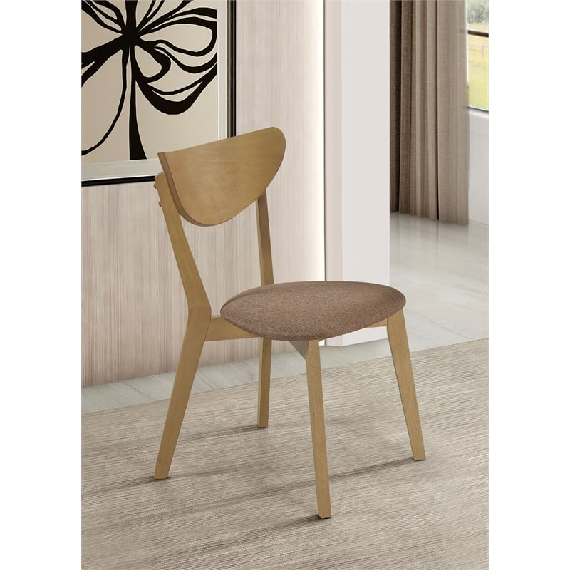 Pemberly Row Wood Dining Side Chair in Light Walnut and Brown
