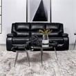Pemberly Row Faux Leather Upholstered Motion Reclining Sofa Black